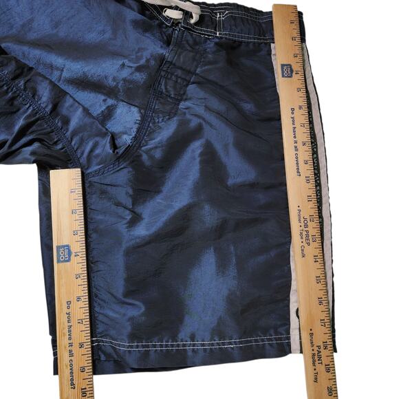 Vtg Pirate Board Shorts sz 34 Men Satin Navy Blue Nylon 90s Y2K Swim Trunks 9" - Picture 11 of 11